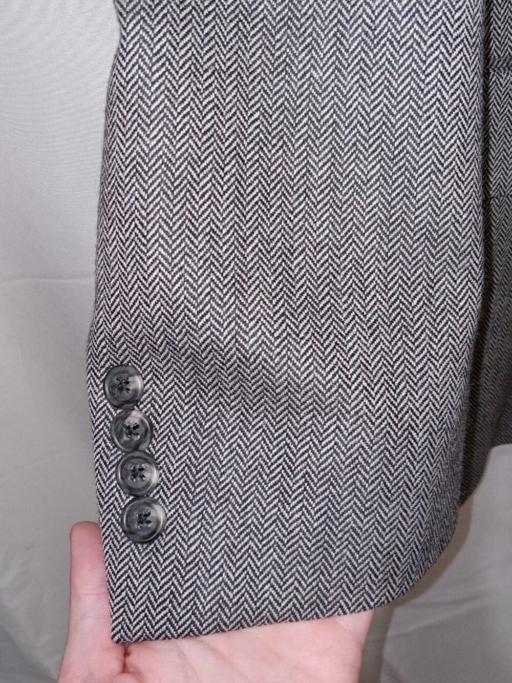 Hart Schaffner Marx Blazer 42S Gray Herringbone Wool USA Union Made Vintage - Picture 3 of 15